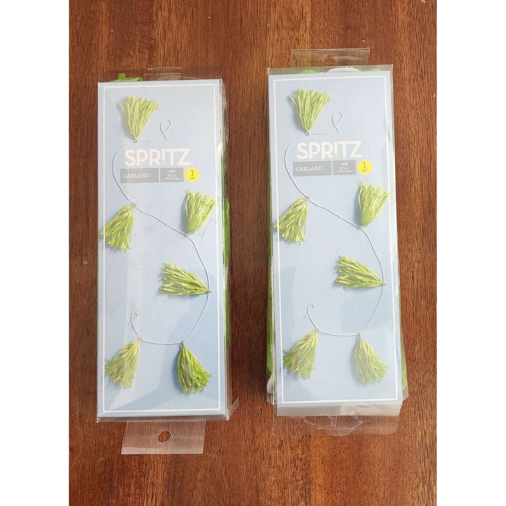 NIB 2 SPRITZ Green Tassel‎ Garland Party Decoration Wedding Birthday Baby Shower